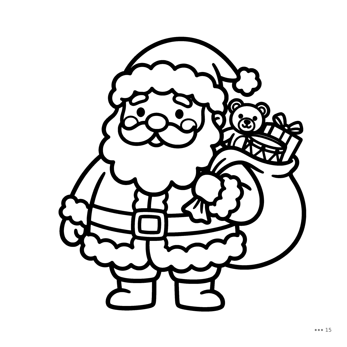 Coloring page: Santa with a sack of toys, from Cozy Christmas