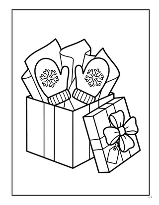 A page from Large Print Christmas Coloring Book: a gift box with its lid lifted